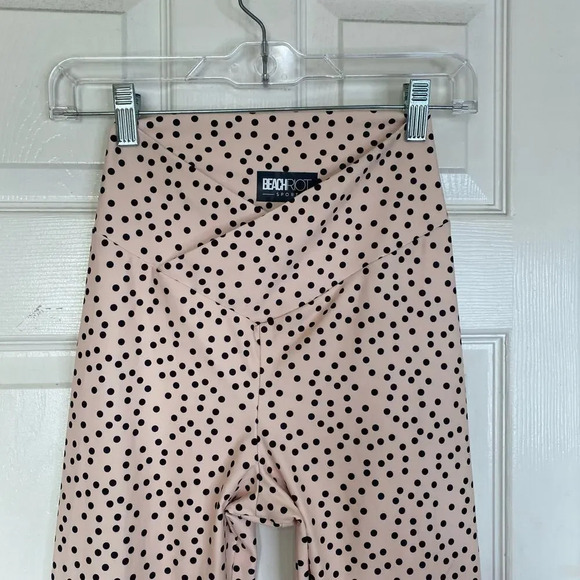 BEACH RIOT Cara Leggings V Waist Polka Dot Black Cream Size Large Athletic - Picture 5 of 8